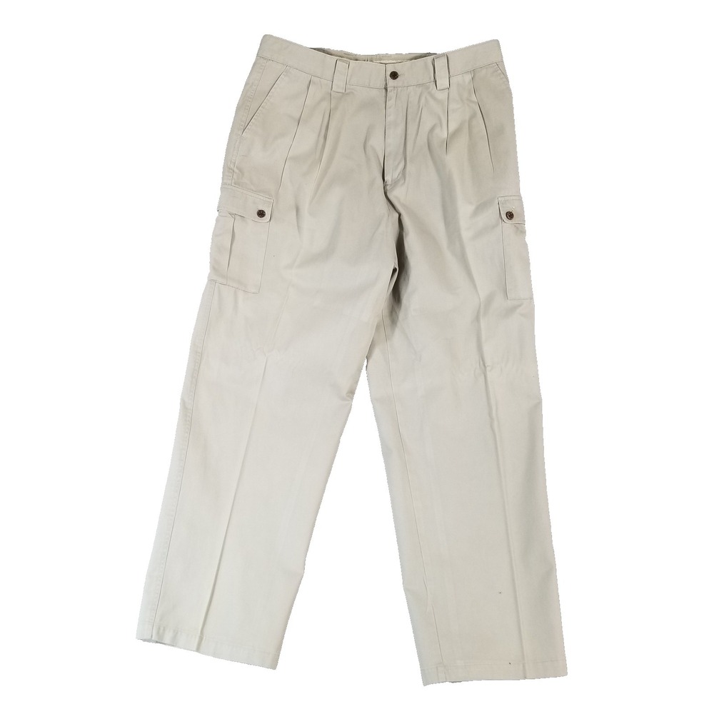 Caribbean Joe Cargo Pants Mens 38 Khaki Tan Pleated‎ Pockets Outdoor Casual 16E1
